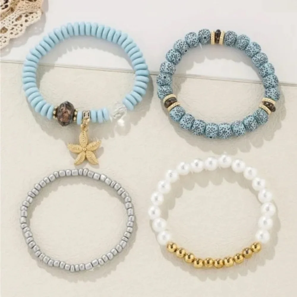 Elegant Beaded Bracelet with Starfish Charm - Picture 2 of 5